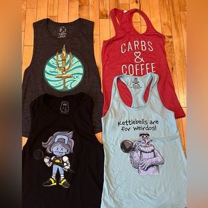 Bundle of 4 Graphic tanks. Size M